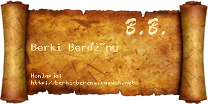 Berki Berény névjegykártya